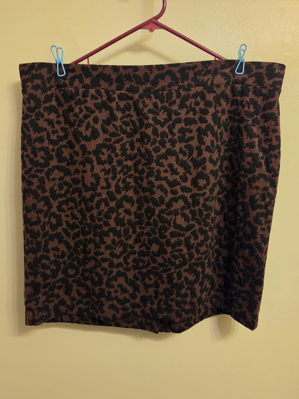 Nicole Miller XXL Leopard Print Mini Skirt Stretch Knit Bodycon Office Night Out